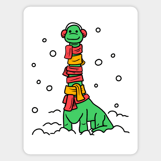 Christmas Dinosaur with Snow Magnet by aaronsartroom